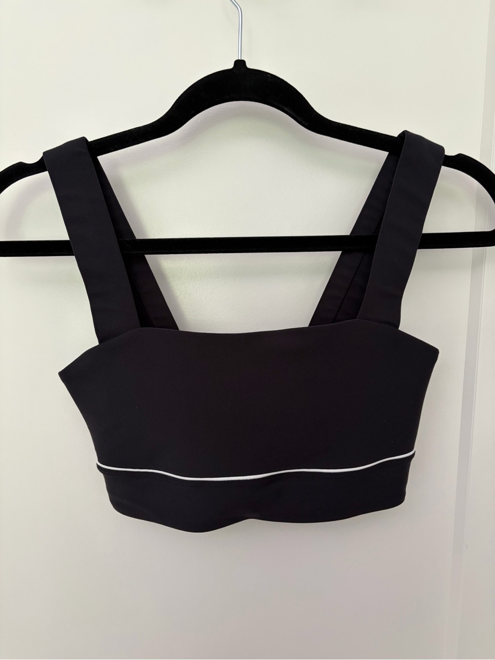 all in motion Black Crop Bralette with White Piping